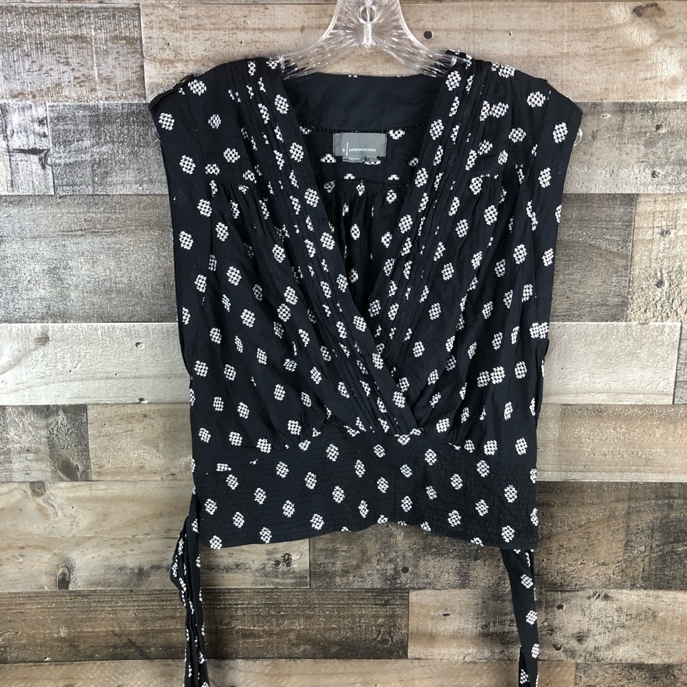Anthropologie | Tie Waist Surplice Blouse | Small